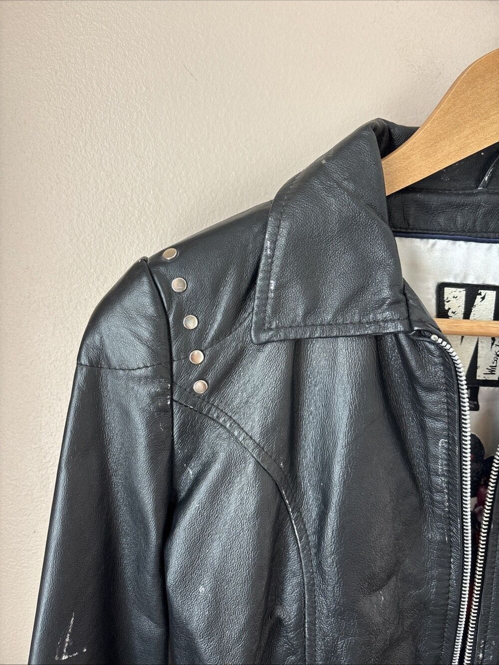 The Who x Wilsons Leather Jacket Womens M Black Studded Moto Biker Rock - Picture 3 of 15
